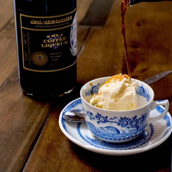 coffee cup with ice cream in it.